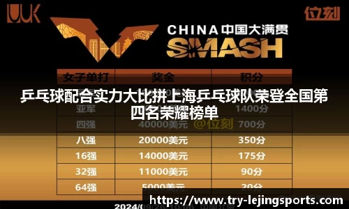 乒乓球配合实力大比拼上海乒乓球队荣登全国第四名荣耀榜单
